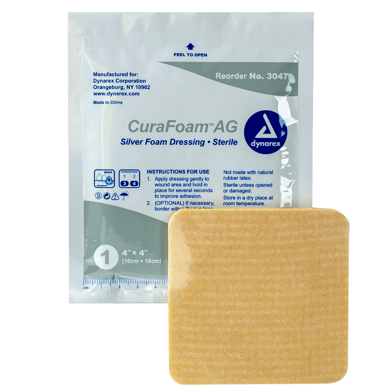 Dynarex CuraFoam AG Silver Foam Dressing - 4