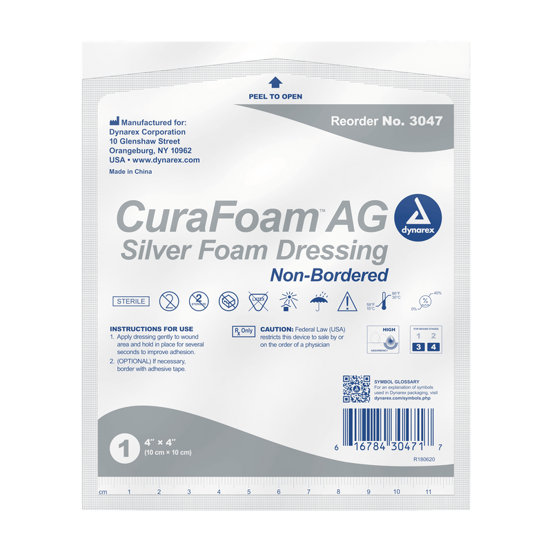 Dynarex CuraFoam AG Silver Foam Dressing - 4