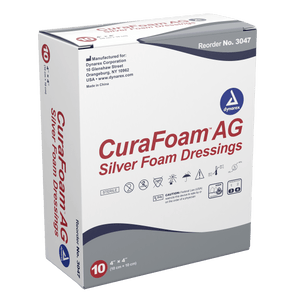 Dynarex CuraFoam AG Silver Foam Dressing - 4"X4" 3047