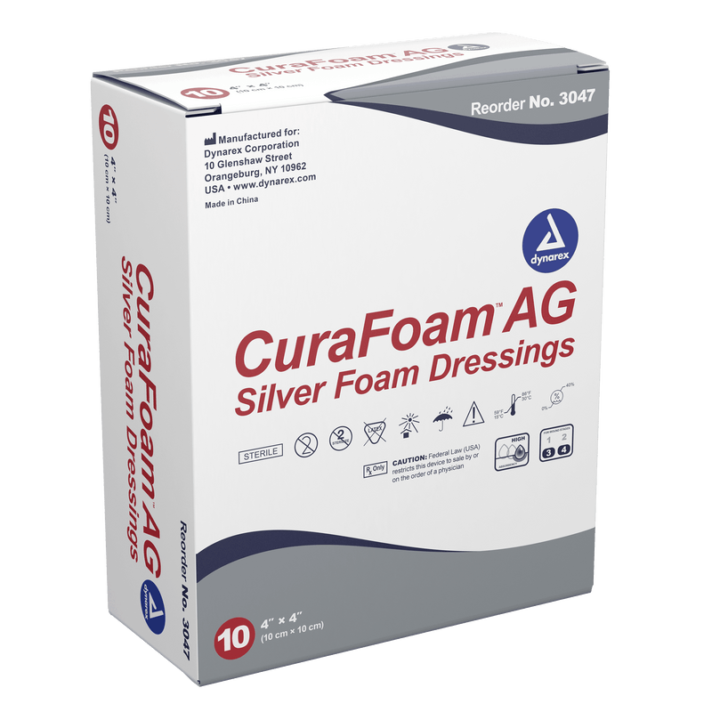 Dynarex CuraFoam AG Silver Foam Dressing - 4