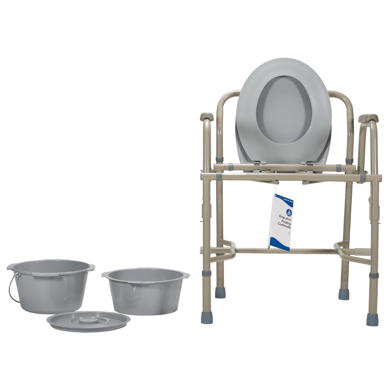 Dynarex Drop-Arm Folding Commode 10376