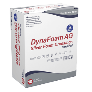 Dynarex DynaFoam AG Bordered Silver Foam Dressing - 4"X4" 3049