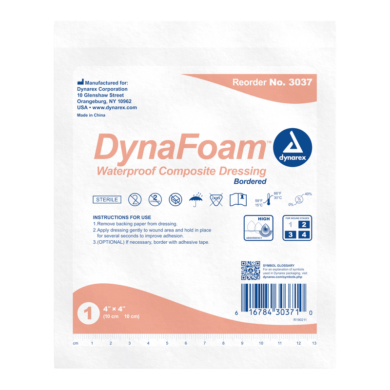 Dynarex DynaFoam Waterproof Bordered Foam Dressing 3037