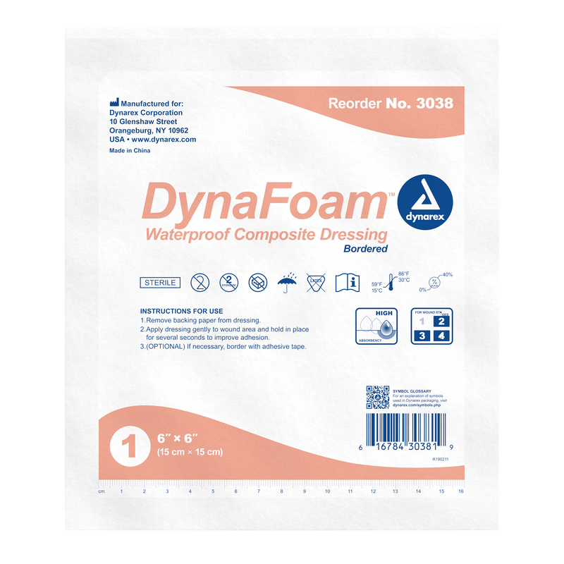 Dynarex DynaFoam Waterproof Bordered Foam Dressing 3037