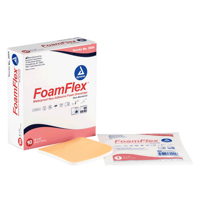 Dynarex | Dynarex FoamFlex Non-Adhesive Waterproof Foam Dressings | 3024