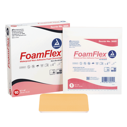 Dynarex FoamFlex Non-Adhesive Waterproof Foam Dressings | 3025 | | Advanced Wound Care, Disposable Medical Supplies, Done, General & Advanced Wound Care | Dynarex | SurgiMac
