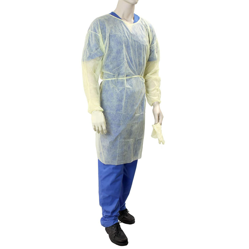 Isolation Gown Fluid Resistant Universal, Yellow 50 pack 2141