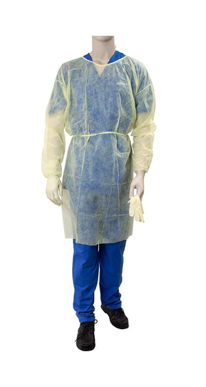 Isolation Gown Fluid Resistant Universal, Yellow 50 pack 2141