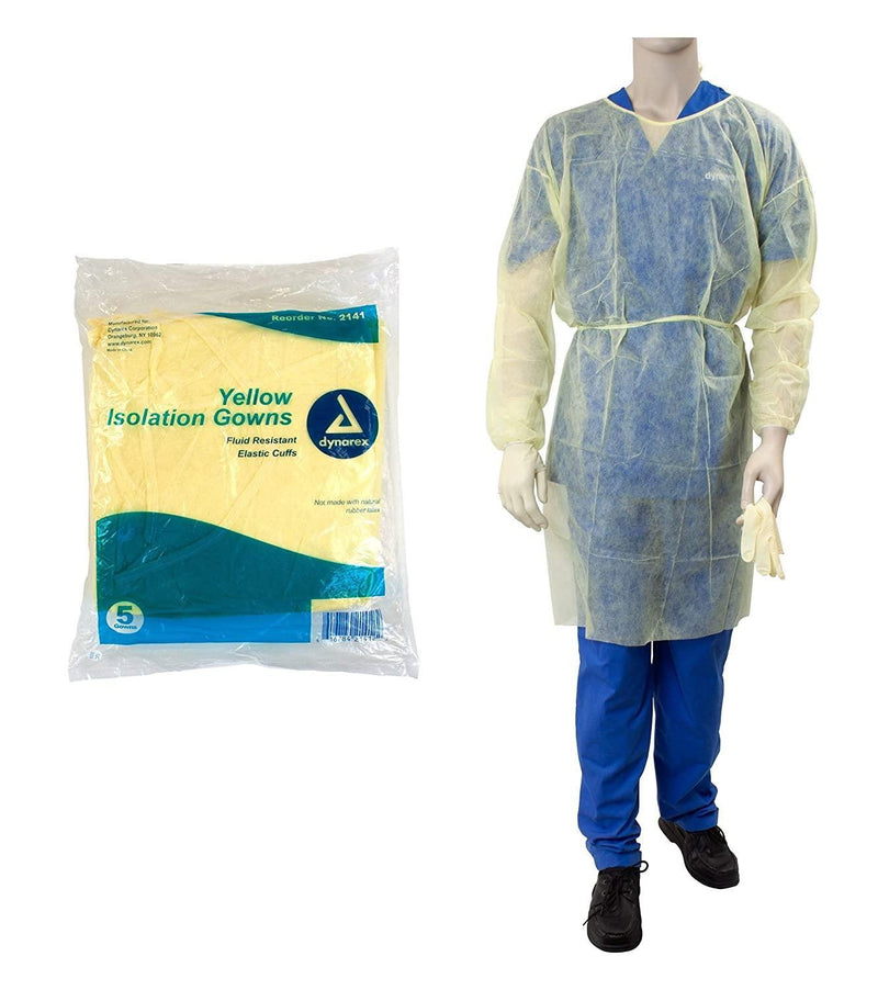 Isolation Gown Fluid Resistant Universal, Yellow 50 pack 2141