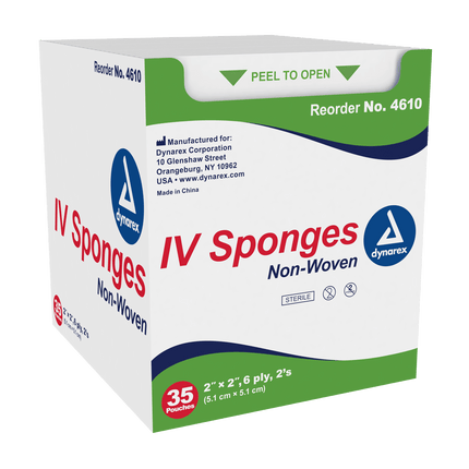 Dynarex IV Sponge 2in X 2in - 6 Ply - 2/Pouch | 4610 | | Disposable Medical Supplies, Dressings & Sponges, IV & Drug Delivery, IV Start Supplies, Surgical & Procedural | Dynarex | SurgiMac