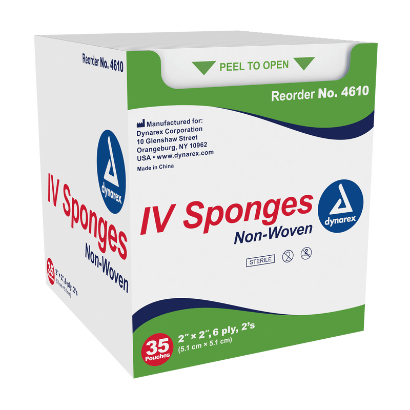 Dynarex IV Sponge 2in X 2in - 6 Ply - 2/Pouch 4610