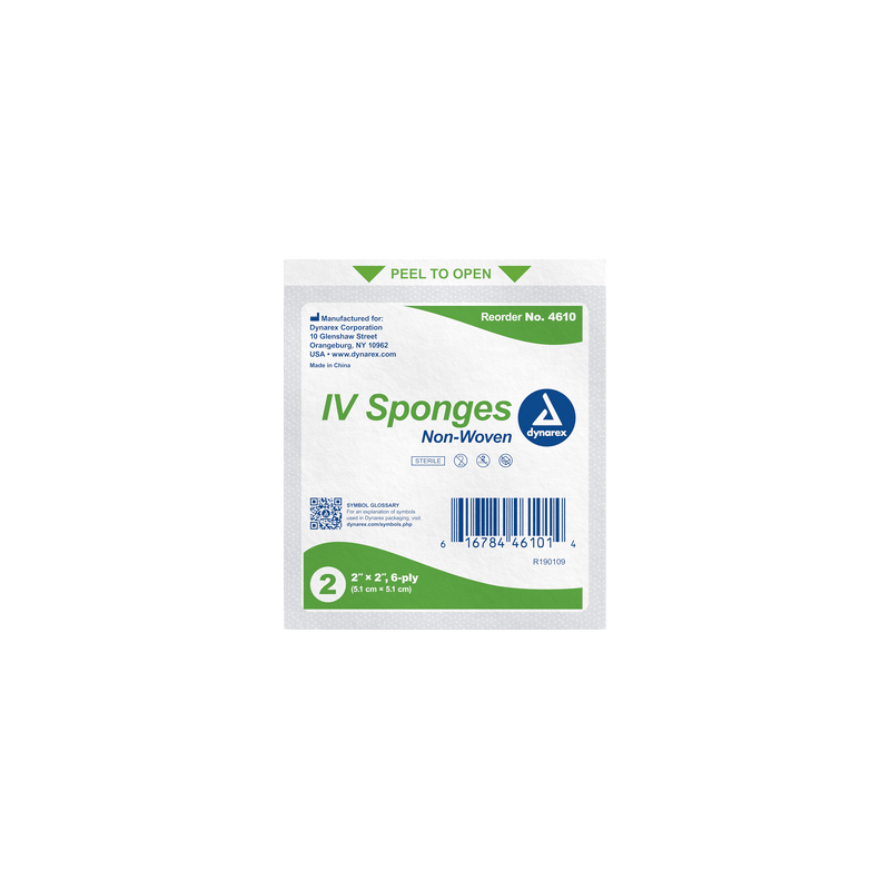 Dynarex IV Sponge 2in X 2in - 6 Ply - 2/Pouch 4610