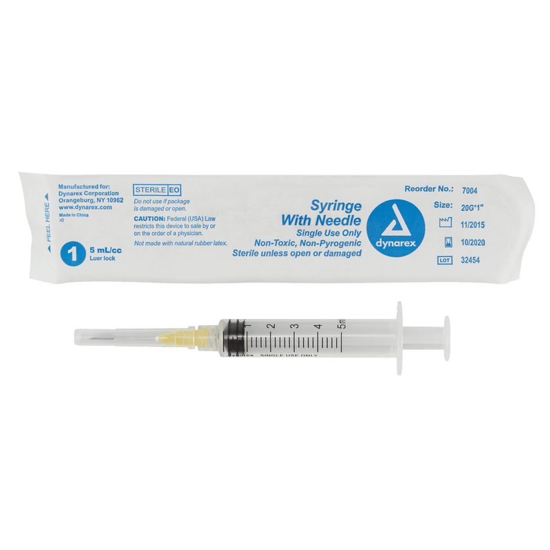 Syringe - Non-Safety with Needle - Luer slip by Dynarex 7004