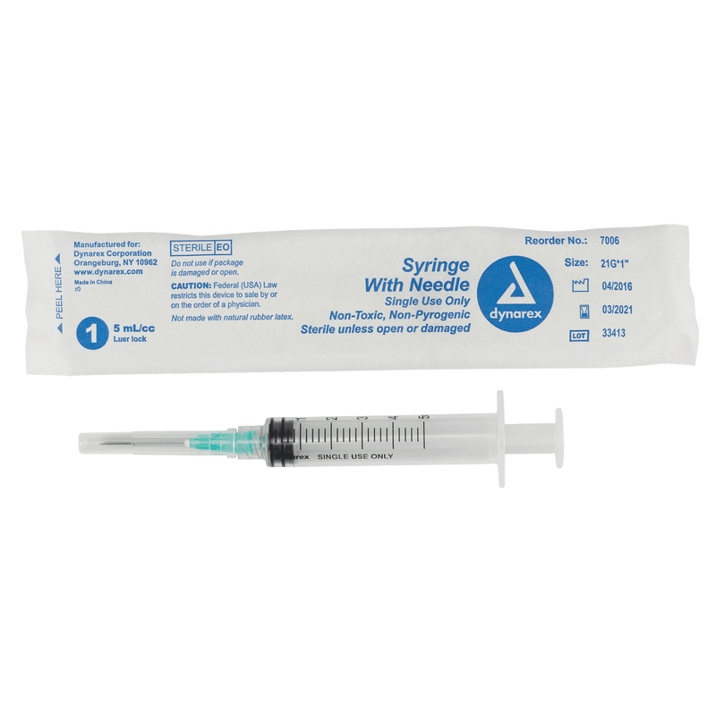 Syringe - Non-Safety with Needle - Luer slip by Dynarex 7006
