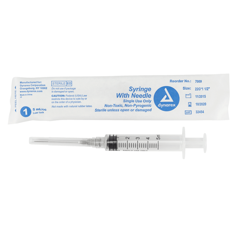 Syringe - Non-Safety with Needle - Luer slip by Dynarex 7009