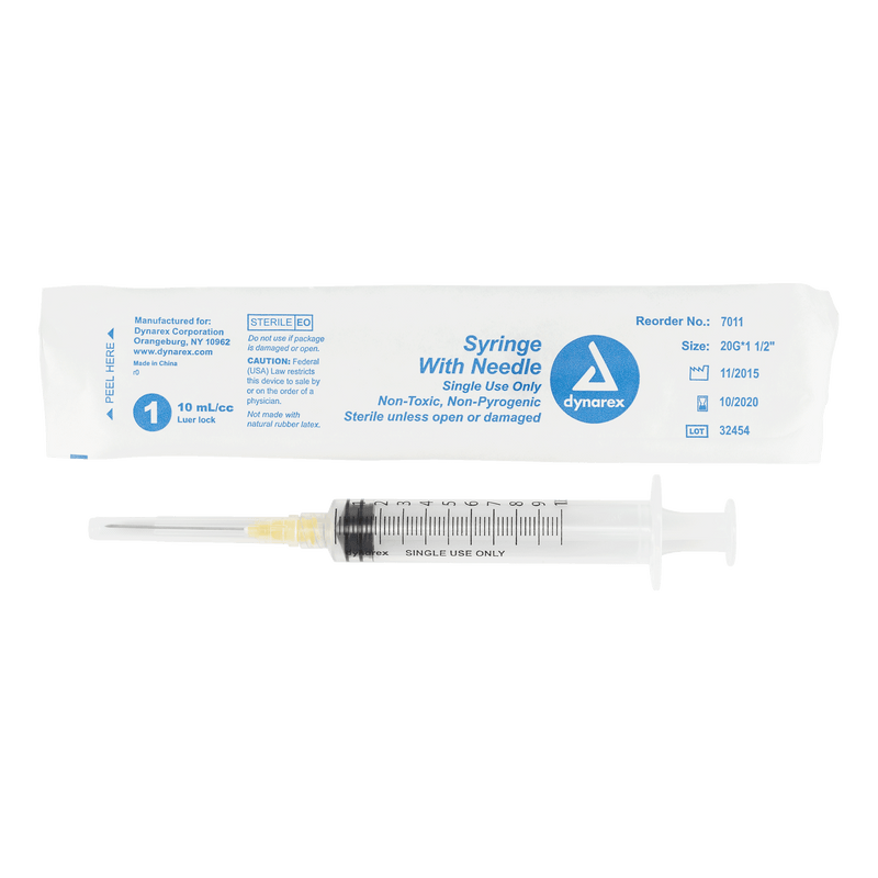 Syringe - Non-Safety with Needle - Luer slip by Dynarex 7011