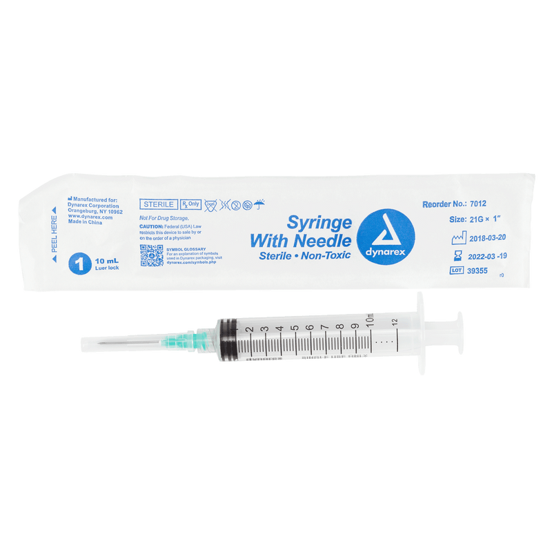 Syringe - Non-Safety with Needle - Luer slip by Dynarex 7012