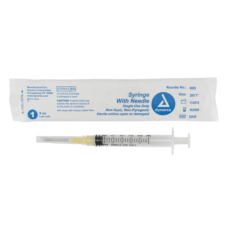 Syringe - Non-Safety with Needle - Luer slip by Dynarex 6995