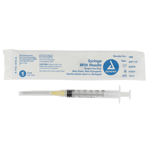 Syringe - Non-Safety with Needle - Luer slip by Dynarex 6996
