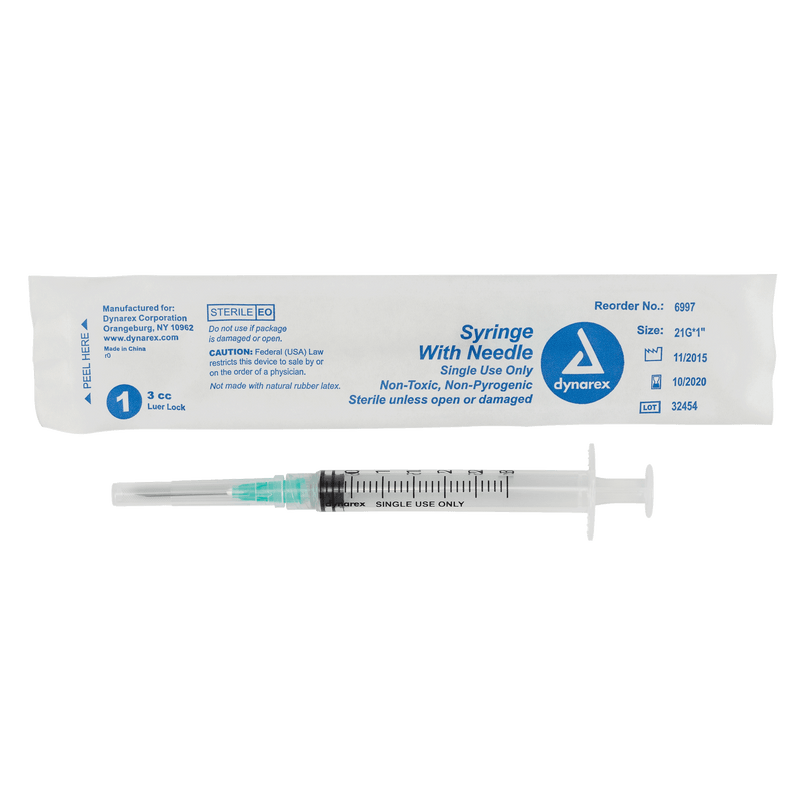 Syringe - Non-Safety with Needle - Luer slip by Dynarex 6997