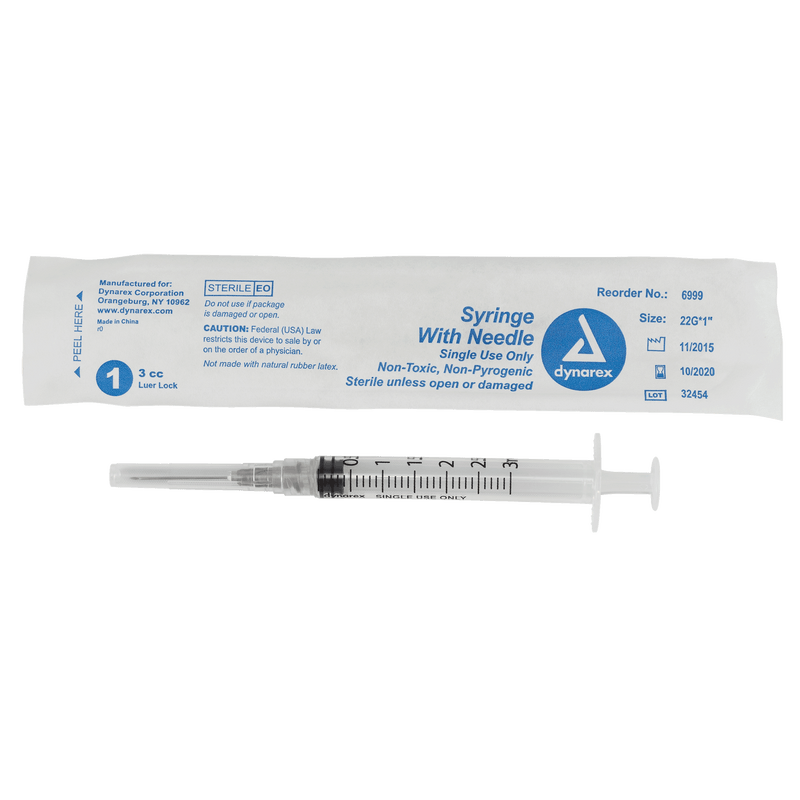 Syringe - Non-Safety with Needle - Luer slip by Dynarex 6999