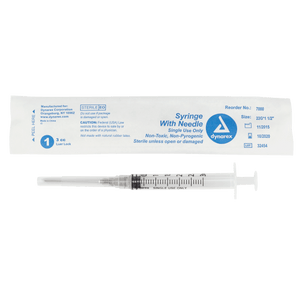 Syringe - Non-Safety with Needle - Luer slip by Dynarex 7000