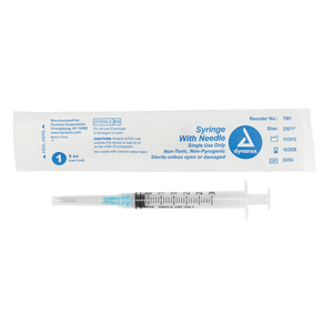 Syringe - Non-Safety with Needle - Luer slip by Dynarex 7001