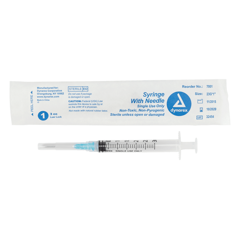 Syringe - Non-Safety with Needle - Luer slip by Dynarex 7001
