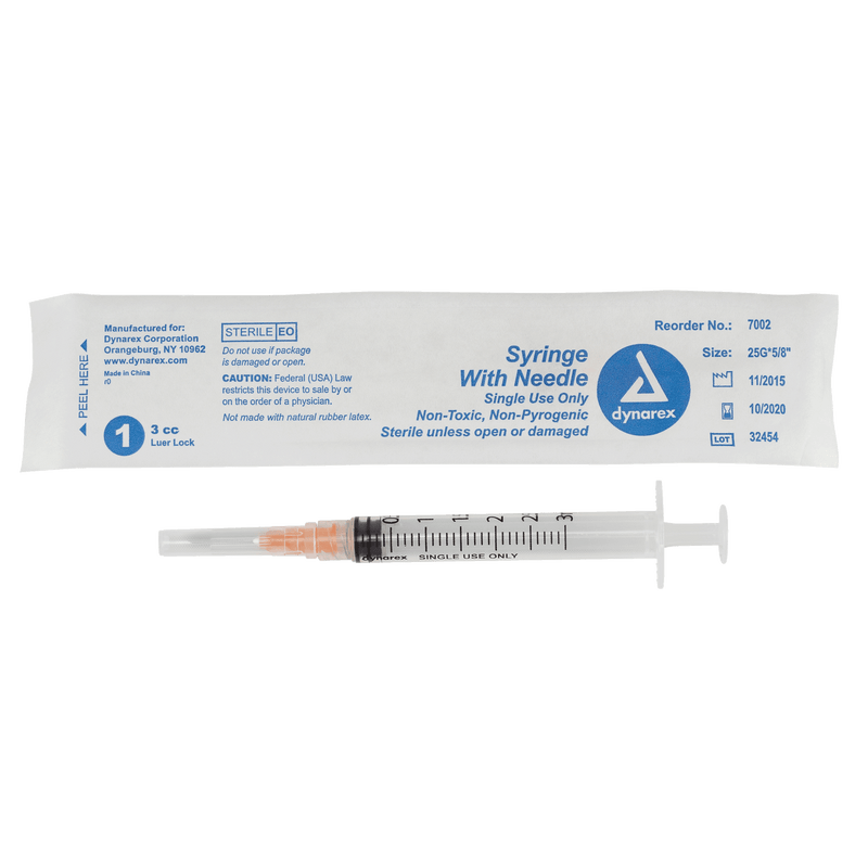 Syringe - Non-Safety with Needle - Luer slip by Dynarex 7002