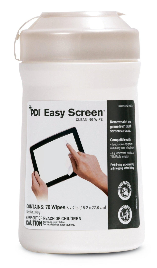 PDI | Easy Screen Surface Cleaner Premoistened Alcohol Based Manual Pull Wipe 70 Count Canister Alcohol Scent NonSterile | P03672-1