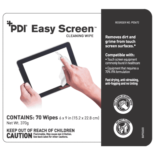 Easy Screen Surface Cleaner Premoistened Alcohol Based Manual Pull Wipes, P03672 P03672-1