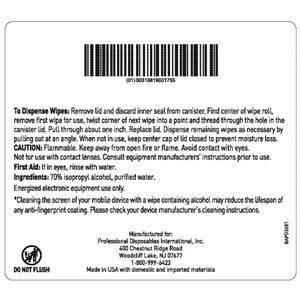 Easy Screen Surface Cleaner Premoistened Alcohol Based Manual Pull Wipes, P03672 P03672-1
