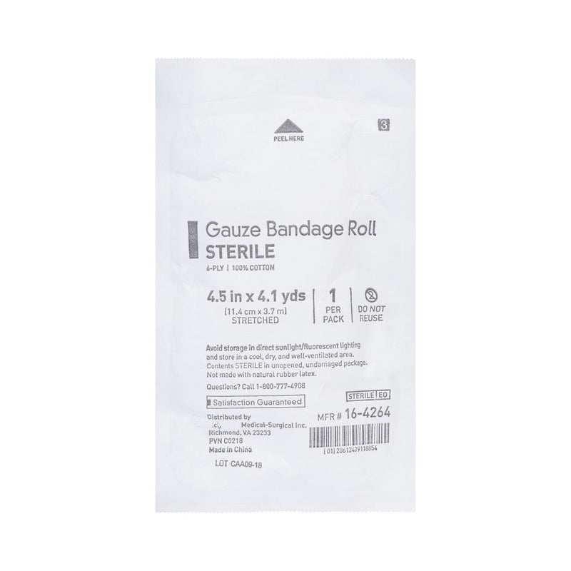 Fluff Bandage Roll Cotton 6-Ply 4-1/2 Inch X 4-1/10 Yard Roll Shape Sterile 16-4264-1