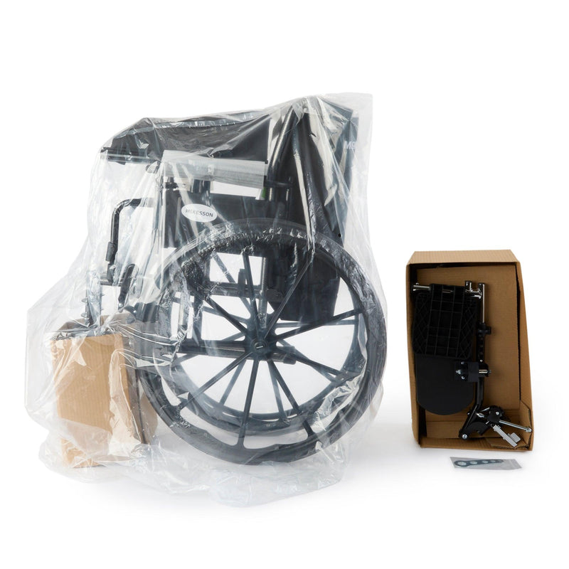 Lightweight Wheelchair McKesson Dual Axle Desk Length Arm Elevating Legrest Black Upholstery 18 Inch Seat Width Adult 300 lbs. Weight Capacity 146-K318ADDA-ELR