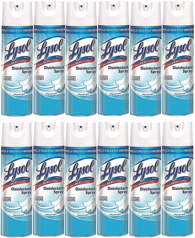 Lysol | Lysol Disinfectant Spray, Crisp Linen, 228oz (12X19oz) | LYSOL-CRISP-12