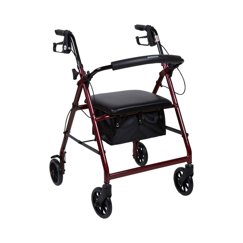 McKesson 4 Wheel Rollator Adjustable Height / Folding Aluminum Frame 146-R726BK