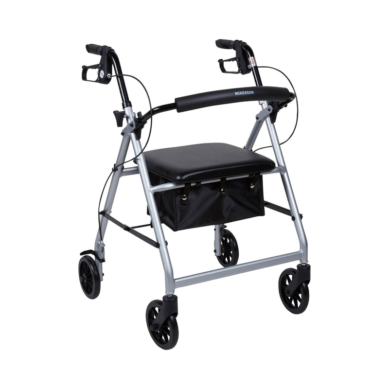 McKesson 4 Wheel Rollator Adjustable Height / Folding Aluminum Frame 146-R726BK