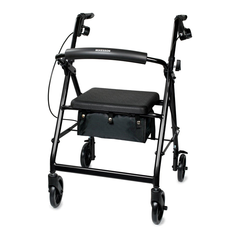 McKesson 4 Wheel Rollator Adjustable Height / Folding Aluminum Frame 146-R726BK