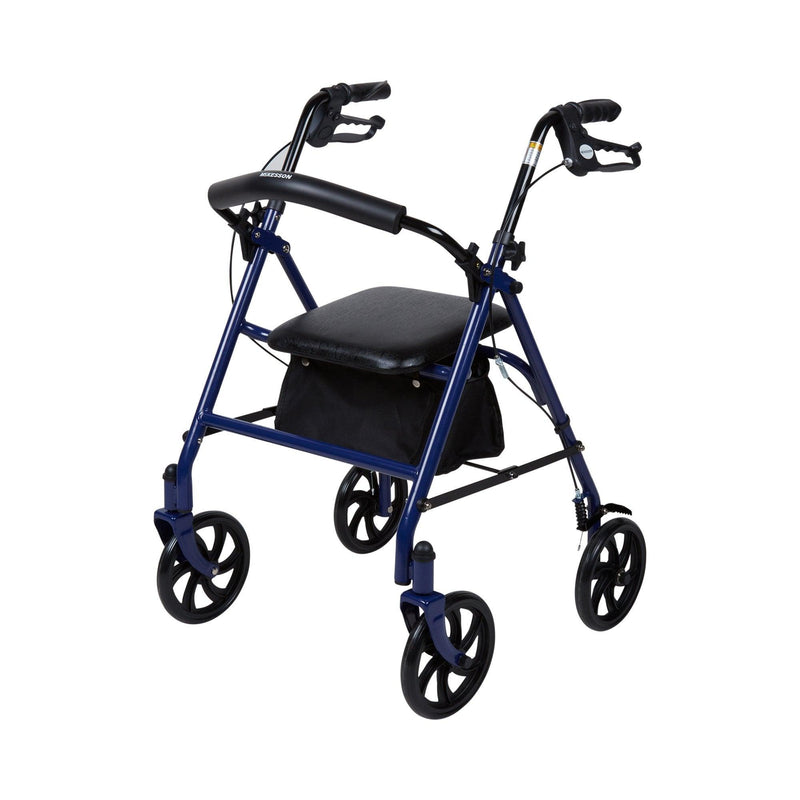 McKesson 4 Wheel Rollator Adjustable Height / Folding Steel Frame 146-10257BL-1