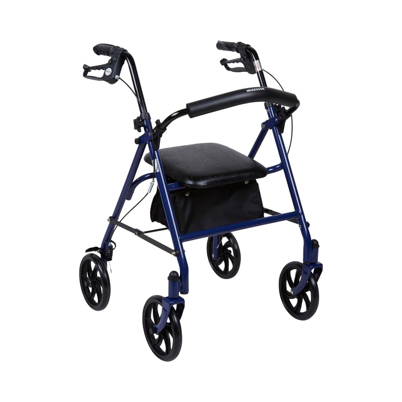 McKesson 4 Wheel Rollator Adjustable Height / Folding Steel Frame 146-10257BL-1