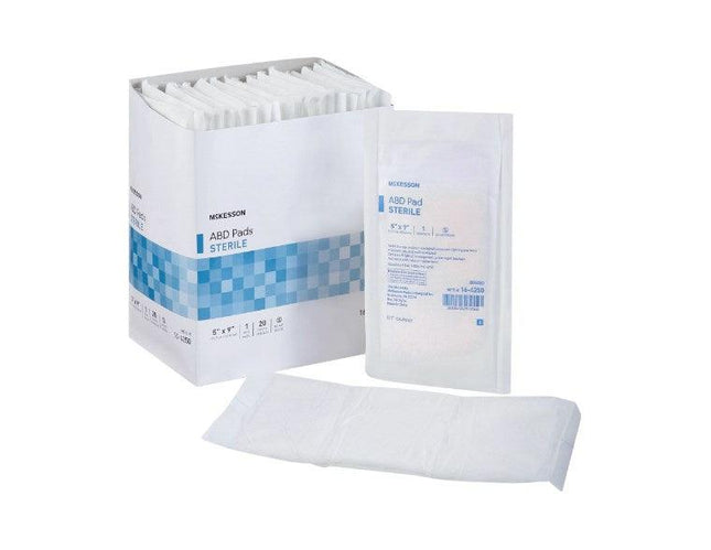 McKesson | McKesson Abdominal Pad Nonwoven Cellulose Rectangle Sterile | 16-4250-BX