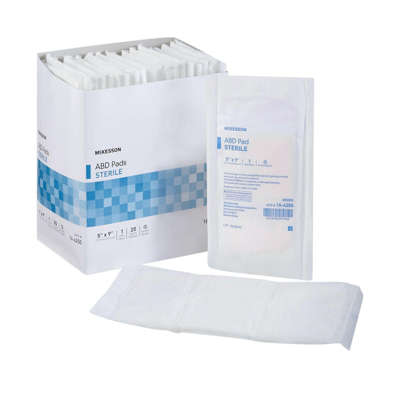McKesson Abdominal Pad Nonwoven Cellulose Rectangle Sterile 16-4250-CS