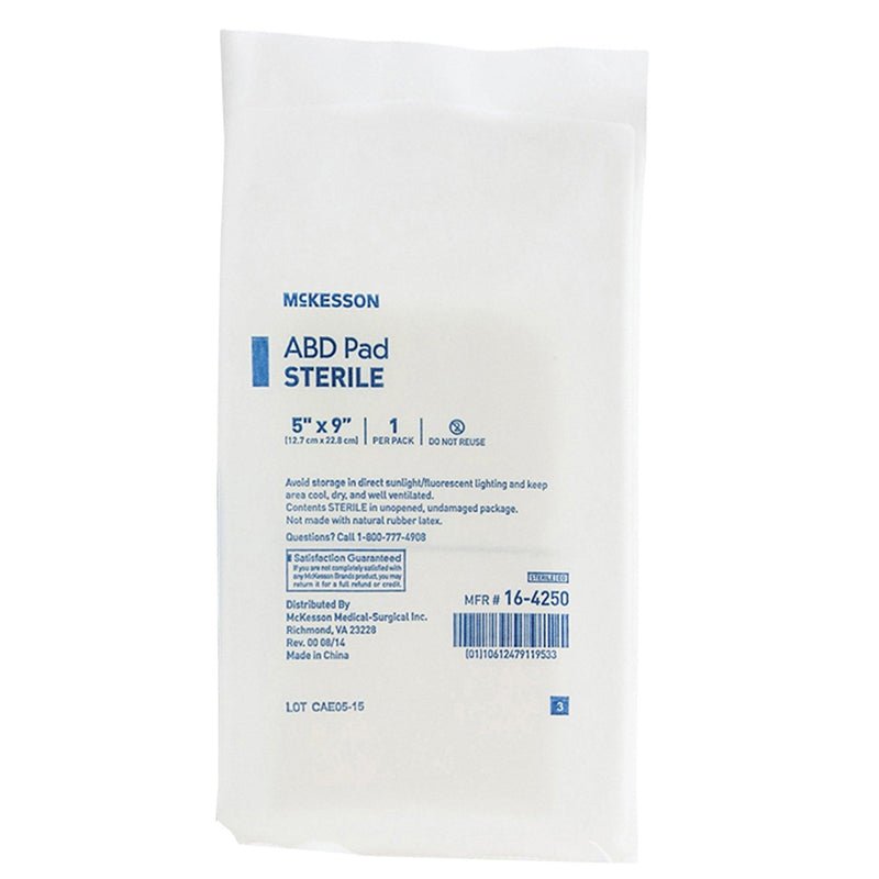 McKesson Abdominal Pad Nonwoven Cellulose Rectangle Sterile 16-4250-BX