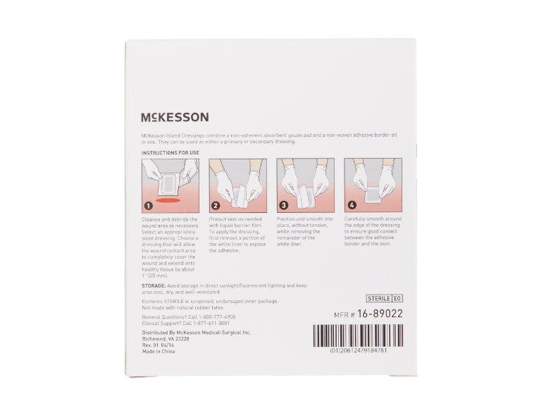 McKesson Adhesive Dressing Polypropylene / Rayon Square White Sterile 16-89022