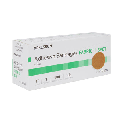 McKesson Adhesive Spot Bandage 1 Inch Fabric Round Tan Sterile