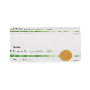 McKesson Adhesive Spot Bandage 1 Inch Fabric Round Tan Sterile 16-4812-BX