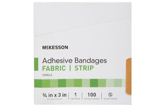 McKesson Adhesive Strip Fabric Rectangle Tan Sterile 16-4811-BX100
