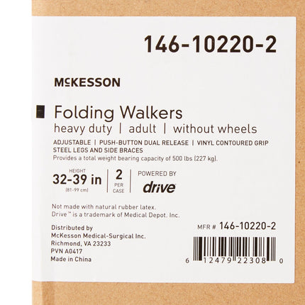 McKesson Aluminum/Steel Bariatric Standard Folding Walker | McKesson | SurgiMac