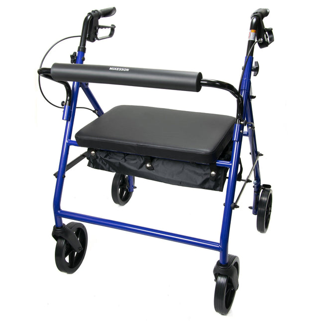 McKesson | McKesson Bariatric 4 Wheel Rollator Blue Adjustable Height / Heavy Duty / Folding Steel Frame | 146-10216BL-1