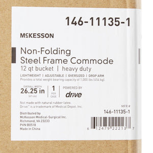 McKesson Commode Chair Drop Arms Steel Frame Padded Backrest 23-1/4 Inch Seat Width 146-11135-1